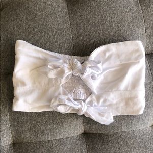Indah White Bandeau Crop Front Tie
